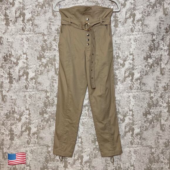 Marissa Webb Gia Belted Paperbag Trousers in Sandshell - Picture 1 of 8